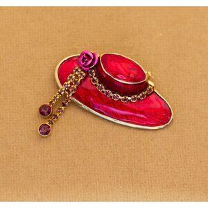 Vintage Red Intricate Stylish Hat Chain Brooch by Scarlett O'hara - Y4